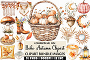 Watercolor Boho Autumn Clipart, an Illustration by Craft Nest (Thumbnail 1 of 6)