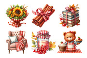 Red Gingham Autumn Clipart, an Illustration by Daily.Designs (Thumbnail 2 of 5)