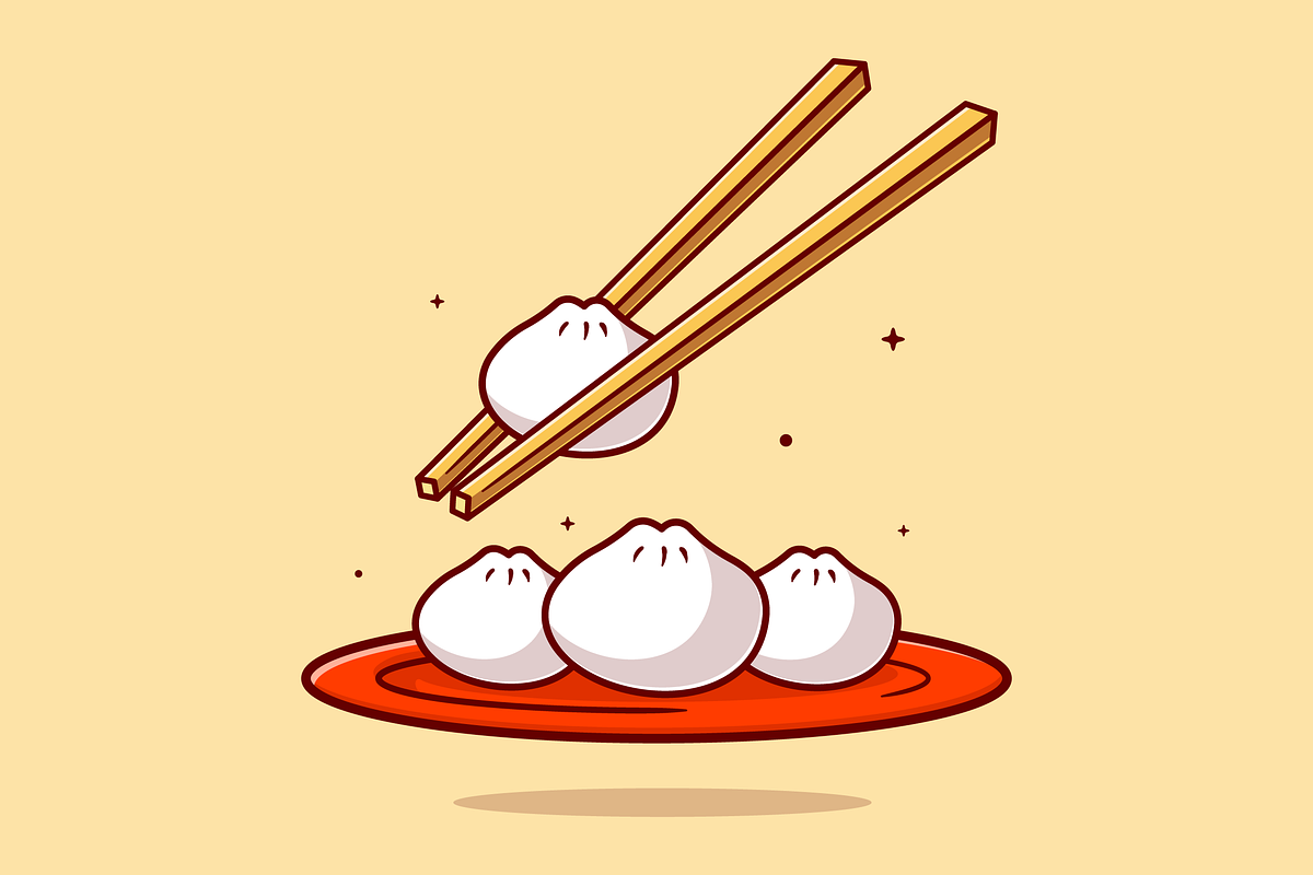 Dim Sum On Plate With Chopstick, a Food Illustration by Catalyst Labs (Photo 2 of 3)