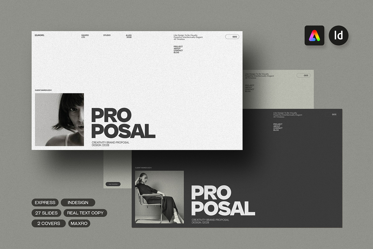 Maxro | Brand Proposal Template, a Presentation Template by Creatiya Type (Photo 1 of 10)