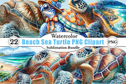Watercolor Beach Sea Turtle PNG, a Graphic by CitraGraphics (Thumbnail 1 of 6)