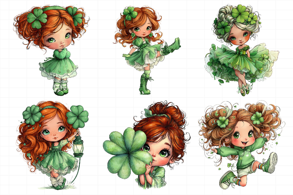 Shamrock Girl St Patrick's Day Clip, an Illustration by Daily.Designs (Photo 6 of 8)