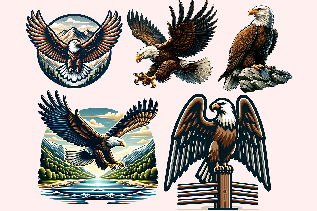Eagle Clipart PNG Bundle, an Illustration by M9 Design (Photo 3 of 7)