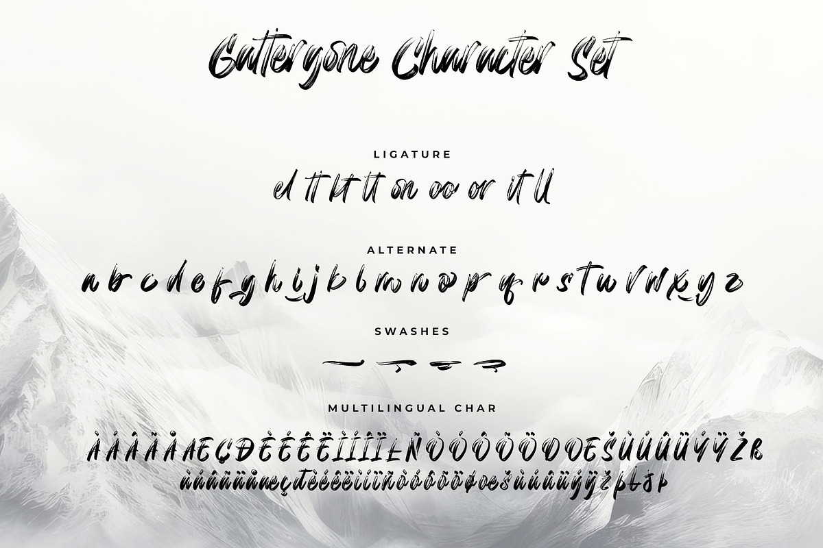 Gattergone Rough Brush Font, a Handwritten Font by RantautypeStudio (Photo 14 of 15)