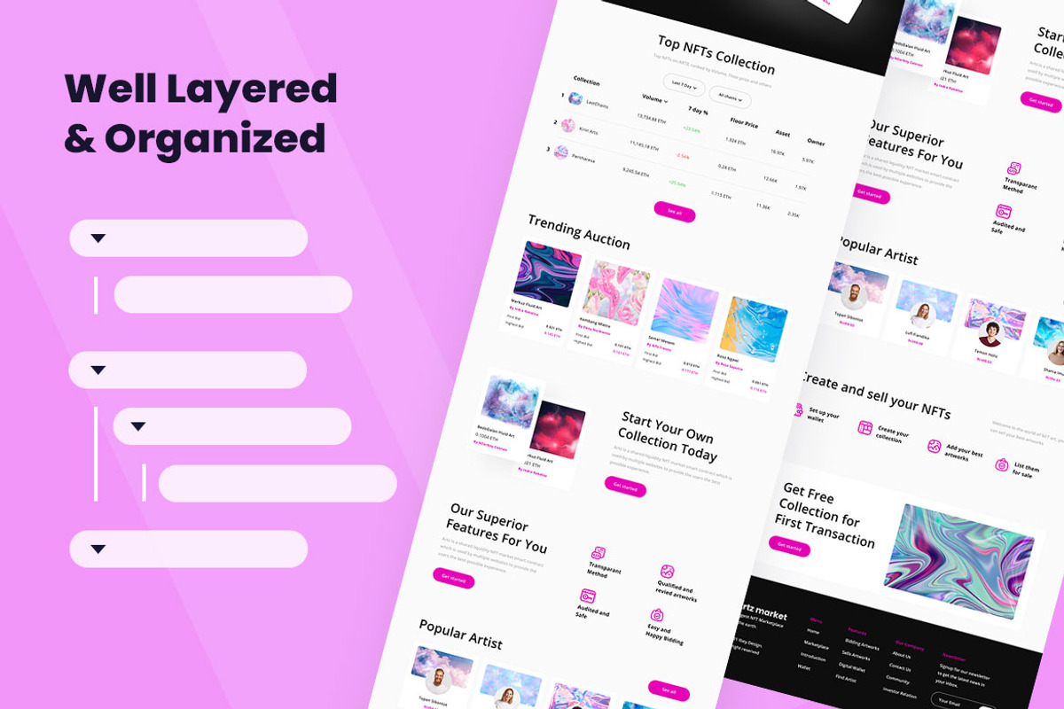 NFT Marketplace Web Design, a Wireframe Template by INSPR STD (Photo 2 of 6)