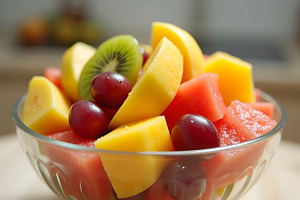 Realistic Fruit Salad In Clear Glass, a Photo by LOGOCREATIVE
