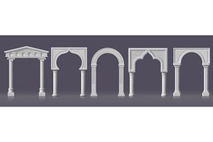 Realistic palace arch white marble, an Object Illustration by Vector Tradition