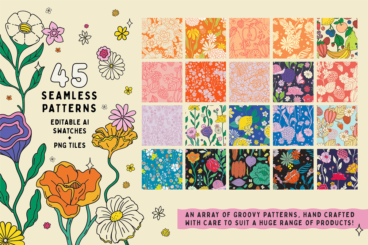 Groovy Garden Graphic Collection, a Pattern Graphic by rouxsupplyco (Photo 4 of 10)