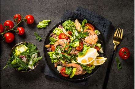Seafood salad with leaves and, a Food & Drink Photo by Nadia-nb