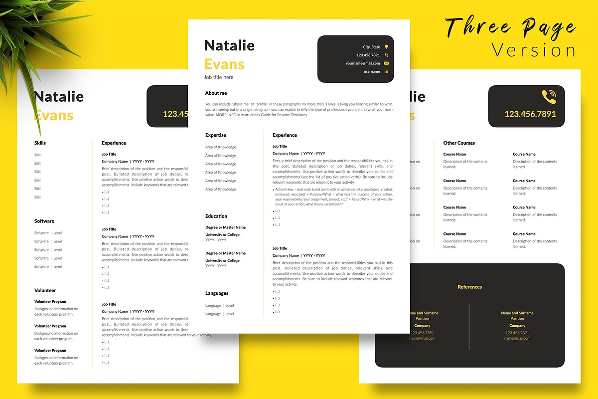 Simple CV Design / Resume - Natalie