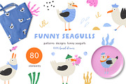 Funny Seagulls - Hand Drawn Set, an Animal Illustration by danceyourlife (Thumbnail 1 of 7)