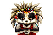 Cute Badger character, indian chief, an Animal Illustration by Marysha Art (Thumbnail 1 of 2)