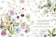 Summer Flowers Watercolor Clipart, a Decorative Illustration by LenArt (Thumbnail 1 of 14)