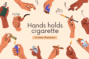 Hands hold cigarettes, smoking set, a Person Illustration by Good Studio