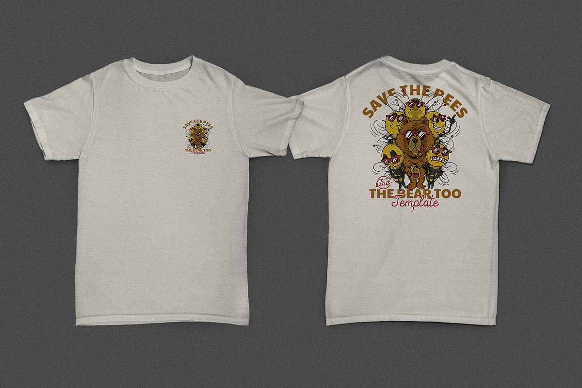 Cool Honey Bear with Funny Bees, a Branding & Logo Template by Judsart (Photo 2 of 3)
