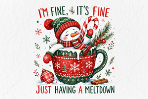 Funny Cute Snowman Png Christmas PNG, a Seasonal Illustration by Canvas Craft