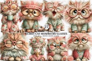 Quirky Cat Mom Retro Glasses Clipart, a Seasonal Illustration by Canvas Craft
