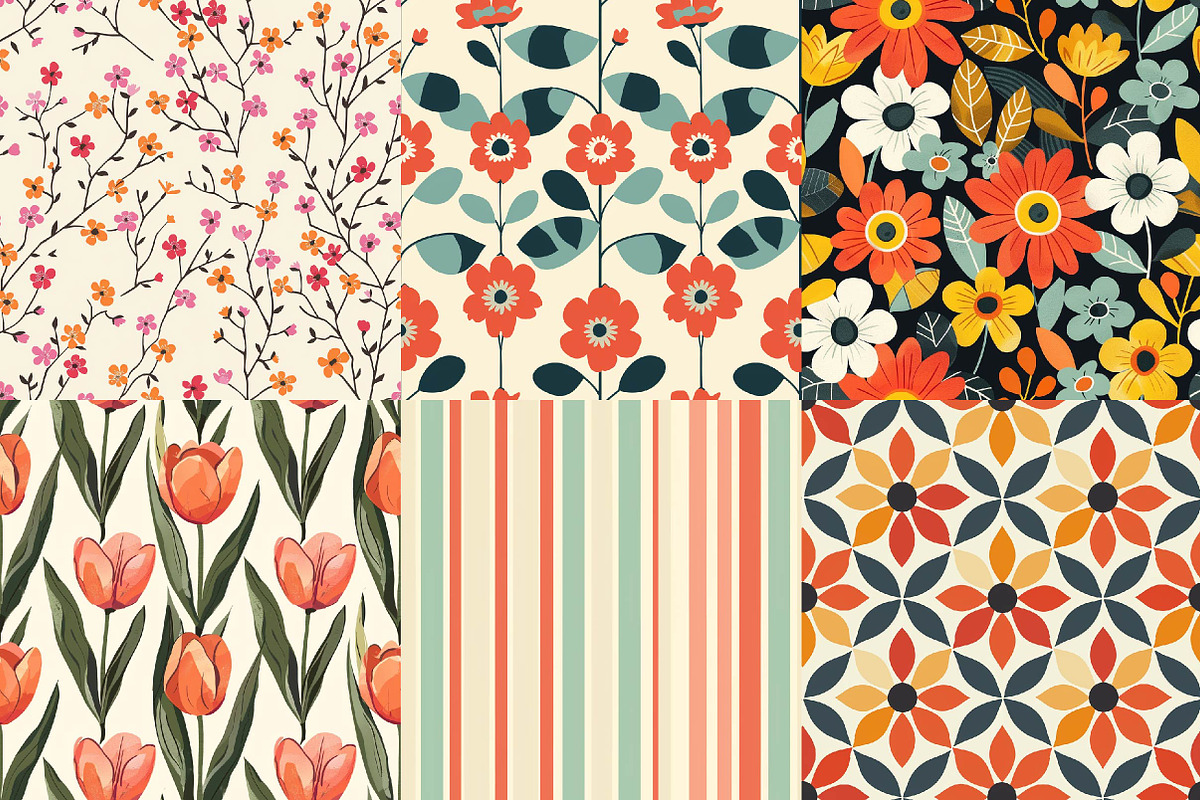 Modern Floral Seamless Digital Paper, a Texture Illustration by DreamPrint404 (Photo 6 of 7)