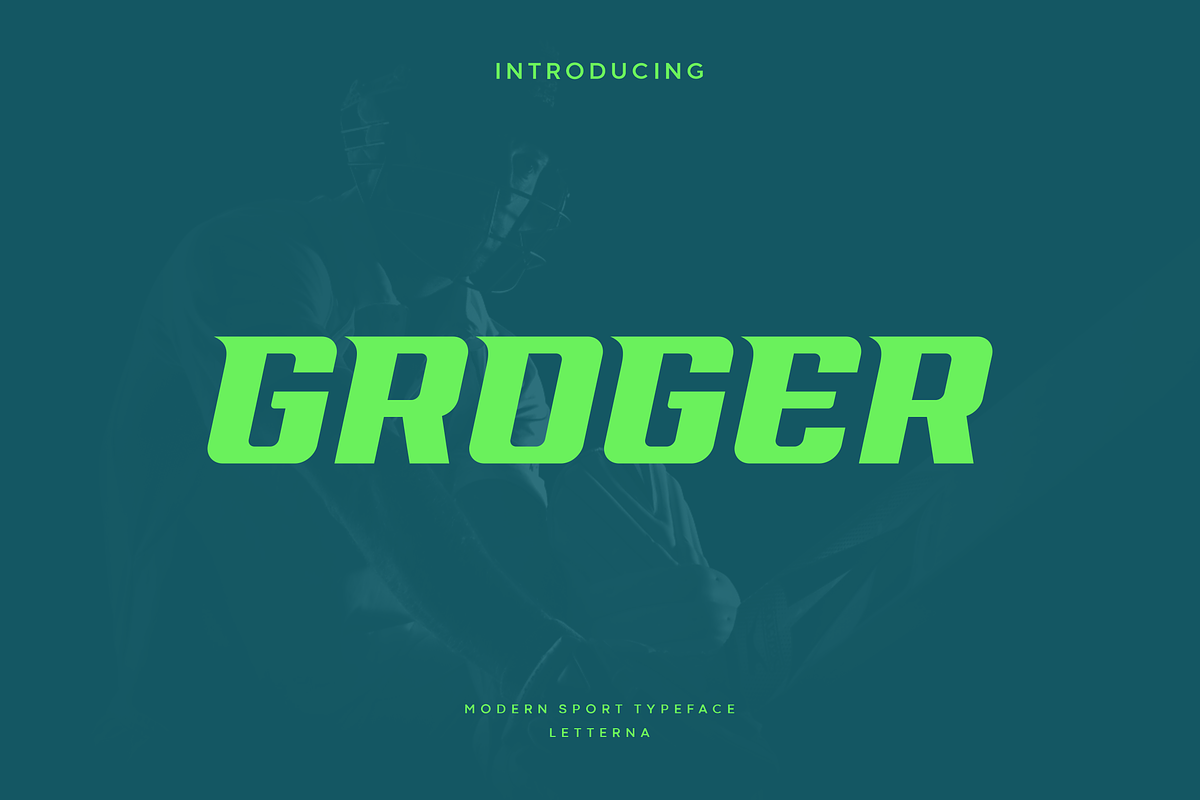 Groger - Modern Sport Typeface, a Sans Serif Font by Letterna (Photo 1 of 4)