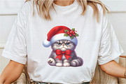 Watercolor Grumpy Christmas Cats Cl, a Seasonal Illustration by Rose Art (Thumbnail 5 of 7)