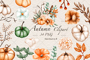 Autumn Pumpkin Watercolor Clipart, an Illustration by Vavavan Artwork (Thumbnail 1 of 4)