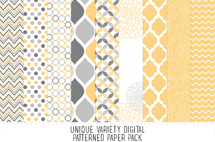Pale Yellow & Grey Pattern Paper