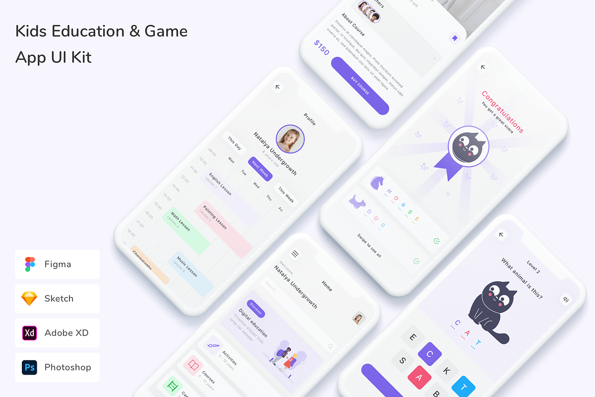 Kids Education & Game App UI Kit, an UI Kit Template by Betush
