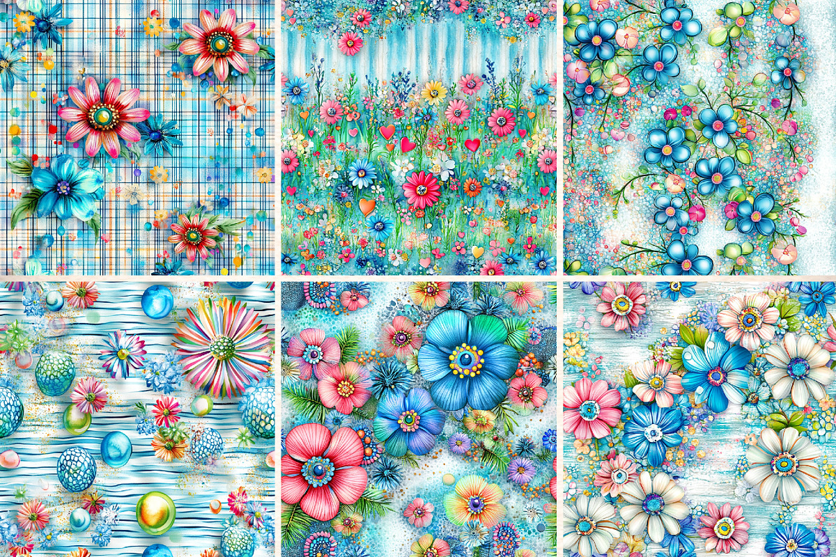 Whimsical Spring Seamless Patterns, a Pattern Graphic by Digital Artistic99 (Photo 4 of 8)