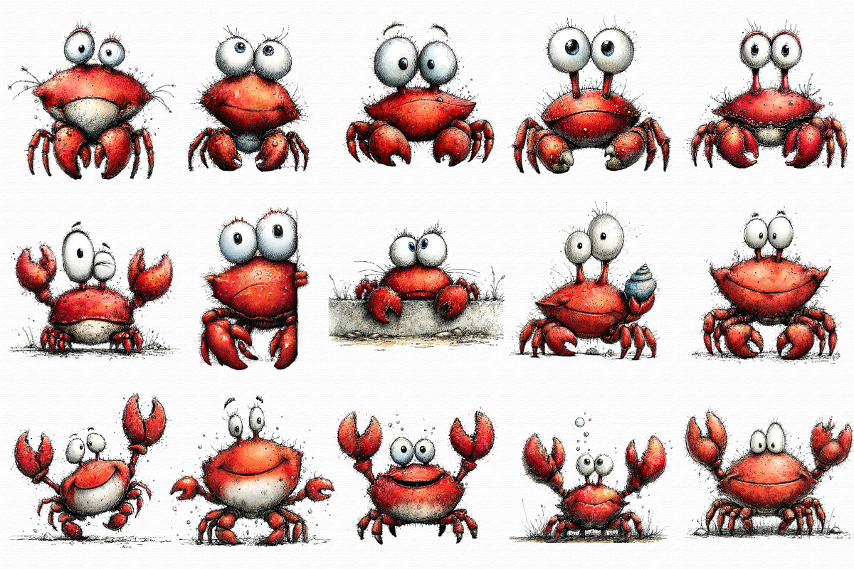 Quirky Funny Crab Clipart, an Illustration by Libby Wishes (Photo 6 of 6)