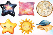 Watercolor Space Nursery Clipart PNG, a Seasonal Illustration by Canvas Craft (Thumbnail 2 of 3)