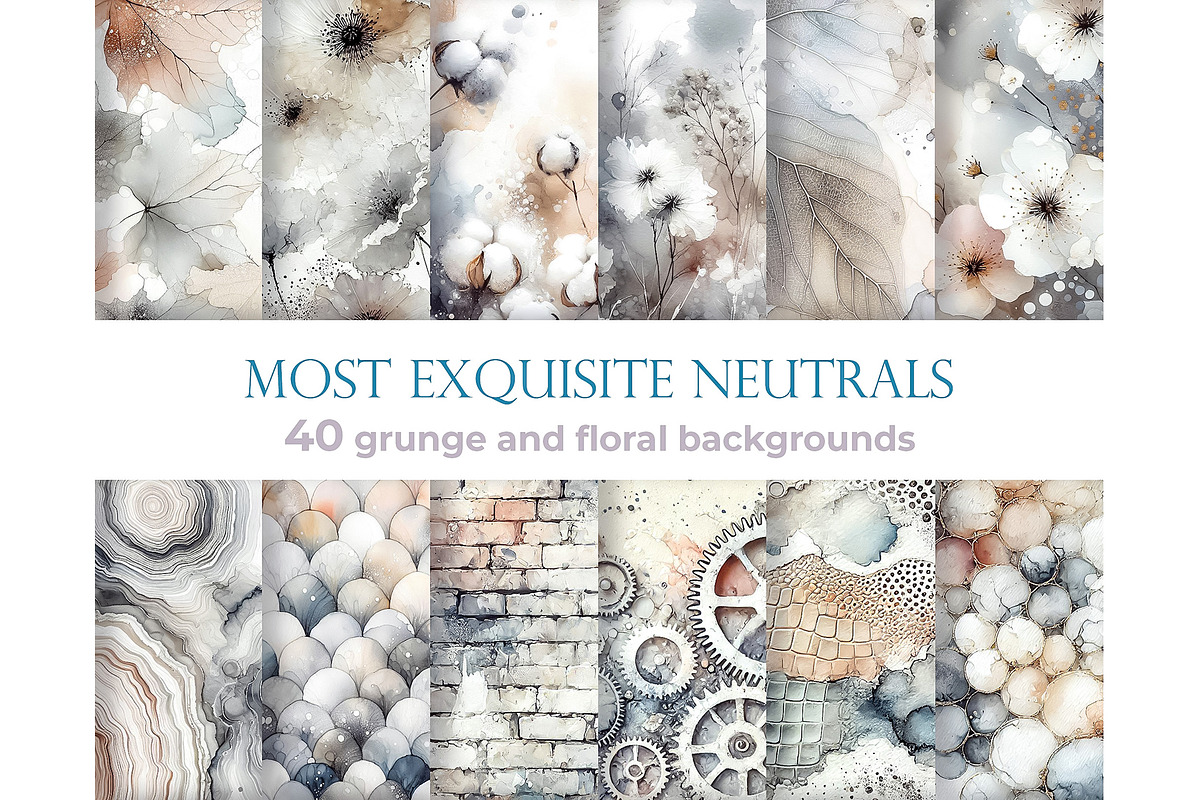 Neutrals watercolor backgrounds set, a Decorative Illustration by Bubert Art (Photo 1 of 10)