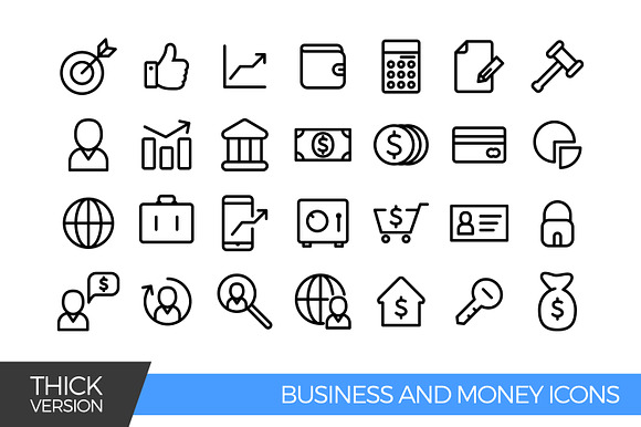 Business and money thick icons preview 3