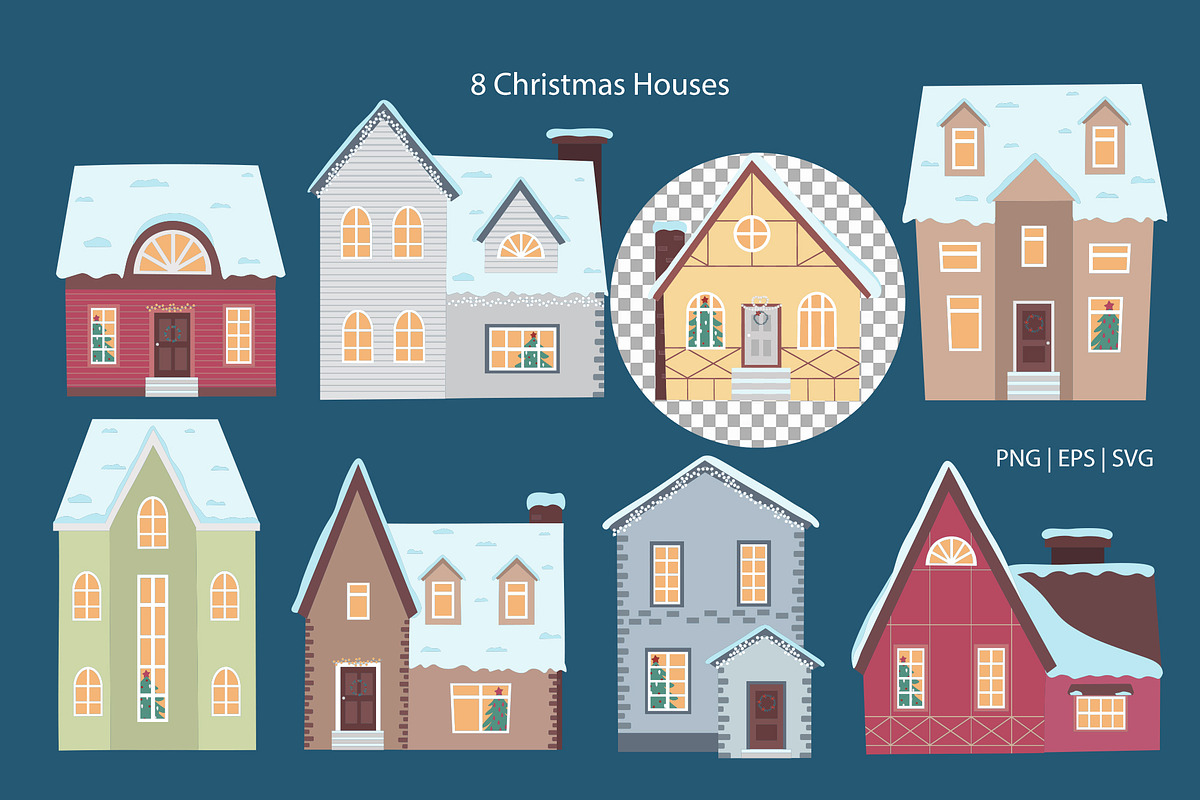 Christmas Village Houses Clipart, an Illustration by DysenkaArt (Photo 2 of 5)