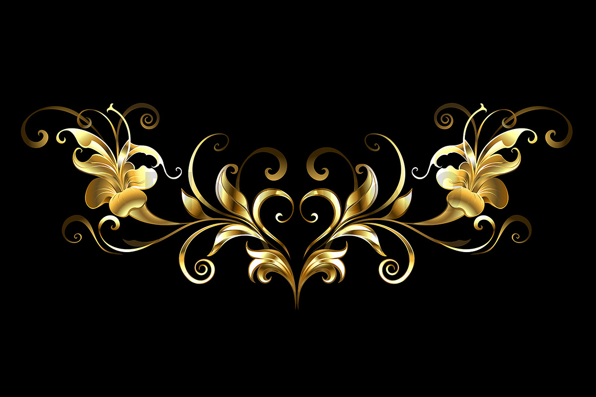 Antique frame with gold flowers, a Decorative Illustration by blackmoon9 (Photo 1 of 3)
