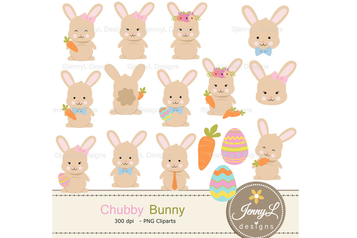 Easter Bunny Digital Paper & Clipart, a Pattern Graphic by JennyL Designs (Photo 2 of 7)