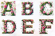 Watercolor Floral Alphabet Clipart, an Illustration by RobertsArt (Thumbnail 3 of 7)