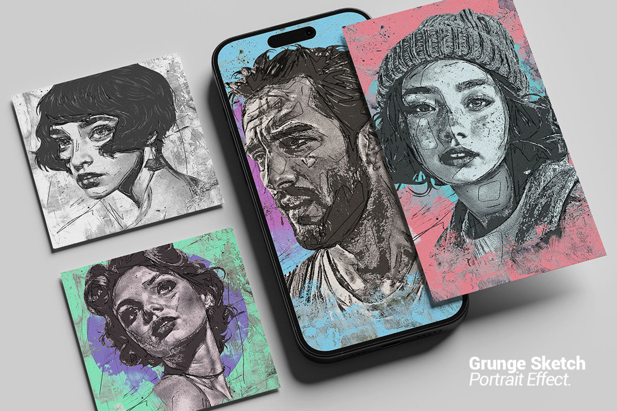 Grunge Sketch Portrait Effect, an Action Add-On by Amorjesu.com (Photo 2 of 21)