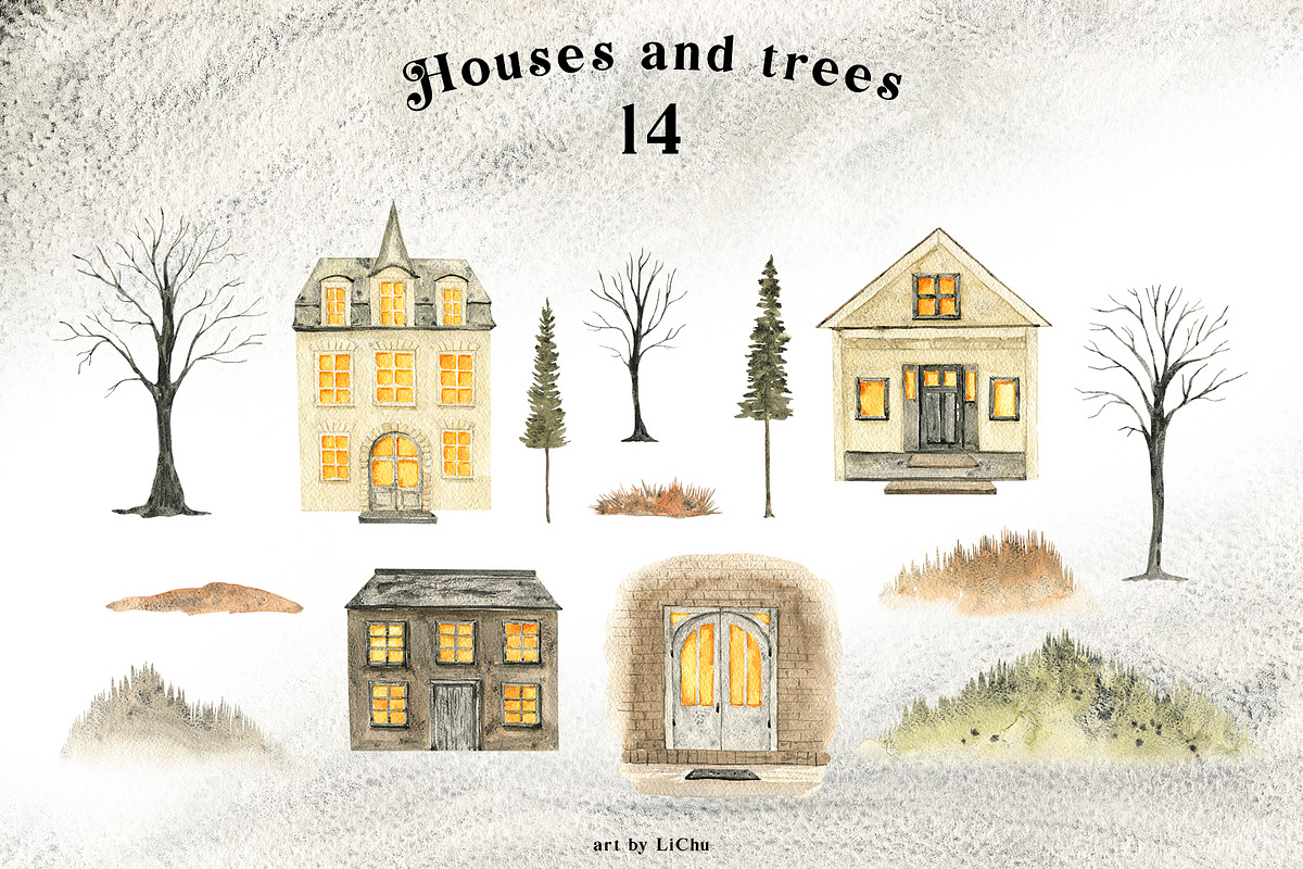 Cozy Halloween watercolor collection, a Seasonal Illustration by LiChu Art (Photo 25 of 28)