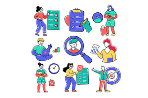 Project management, task completion, a Person Illustration by AlexZeL