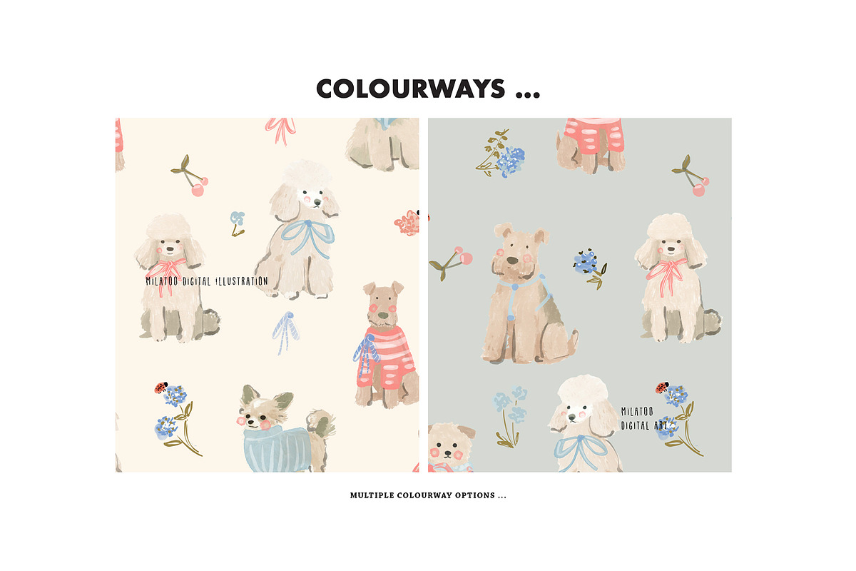 Neutral Dogs floral pattern Nursery, a Pattern Graphic by Milatoo (Photo 2 of 4)