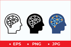 AI Neural Head Vector Pack, a Solid Icon by Artonix