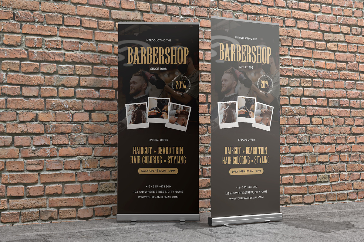 Modern Barbershop Roll-Up Banner, a Stationery Template by Neermana (Photo 4 of 4)