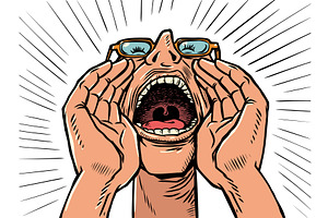 A man screams through his mouth, a Person Illustration by rogistok