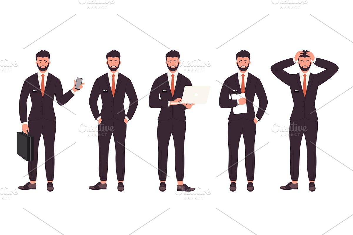 Businessman in Various Professional, a Person Illustration by Flashvector