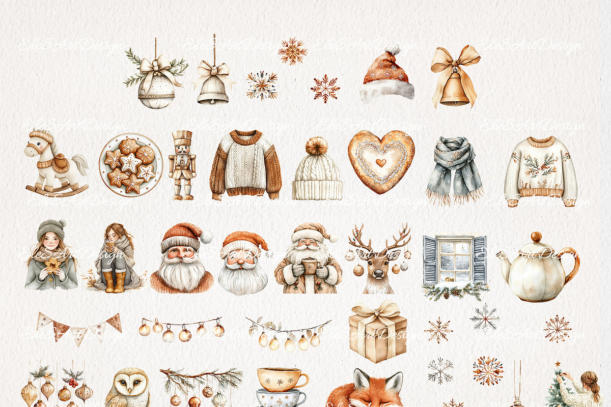 Brown Christmas Clipart 72 PNG, a Seasonal Illustration by EleSArtDesign (Photo 4 of 6)