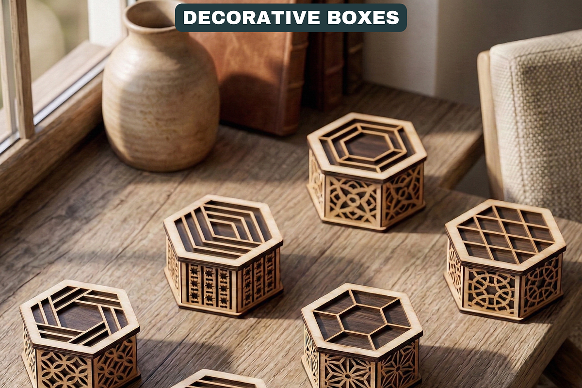 Decorative Hexagon Box Laser Cut SVG, a Graphic by AtacanDigital (Photo 3 of 8)