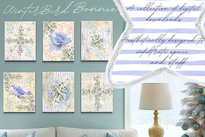 Floral winter bird illust.(handpaint