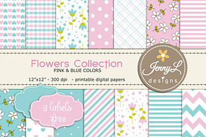 Floral Digital Paper, a Pattern Graphic by JennyL Designs