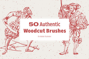 50 Authentic Woodcut Brushes