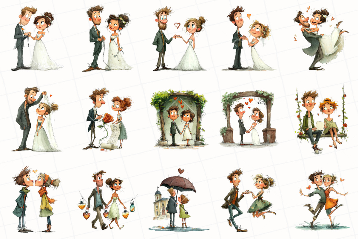 Valentine Weeding Couple Clipart, an Illustration by OK Design (Photo 3 of 6)